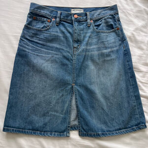 Vintage Madewell Classic Blue Rigid Denim Front Slit A Line Midi Skirt Size 29